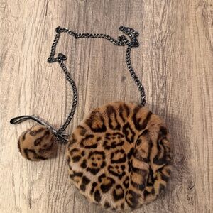 Leopard Print Faux Fur Crossbody Bag